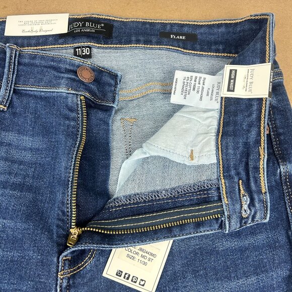 Judy Blue Los Angeles Flare High Waist Jeans Womens 11/30 Blue Five Pocket - Picture 3 of 10
